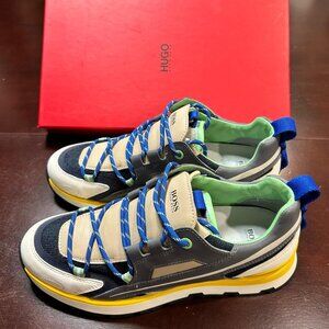 BOSS Panelled-Design Low-Top Leather Sneakers